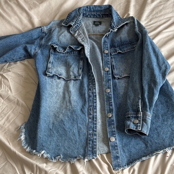 wild fable Jackets & Blazers - wild fable Washed Blue Denim Button-Front Jacket